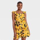 Women's Ruffle Short Sleeve Tank Top - Who What Wear Yellow Floral