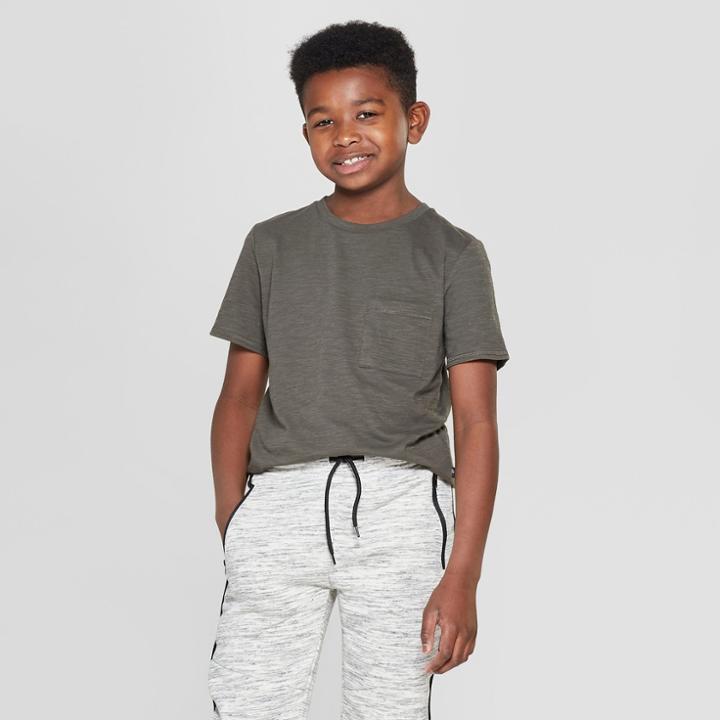 Boys' Short Sleeve Curved Hem T-shirt - Art Class Dark Green
