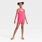 Girls' Chambray Cover Up Dress - Art Class Vibrant Pink