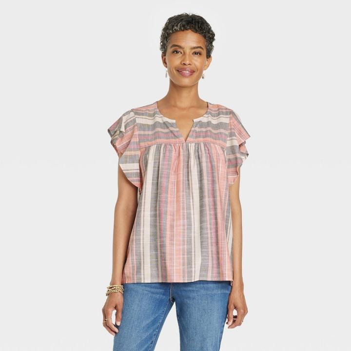 Women's Flutter Short Sleeve Top - Knox Rose Red