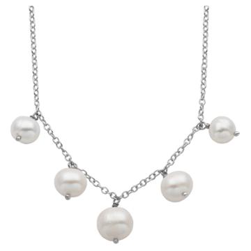 Prime Art & Jewel Sterling Silver White Freshwater Cultured Pearl Necklace