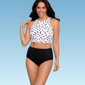 Women's Slimming Control High Neck Bikini Top - Beach Betty By Miracle Brands White