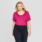 Women's Plus Size Short Sleeve Scoop Neck Relaxed T-shirt - Ava & Viv Rose