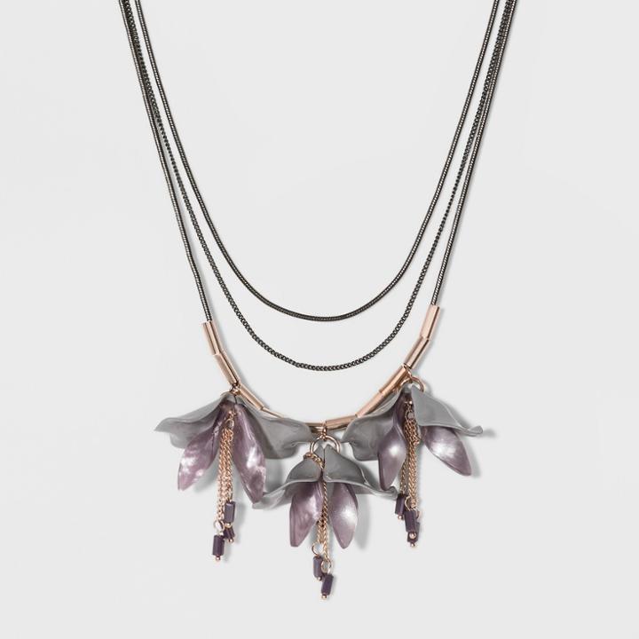 Statement With Hanging Deconstructed Florals Necklace - A New Day Purple