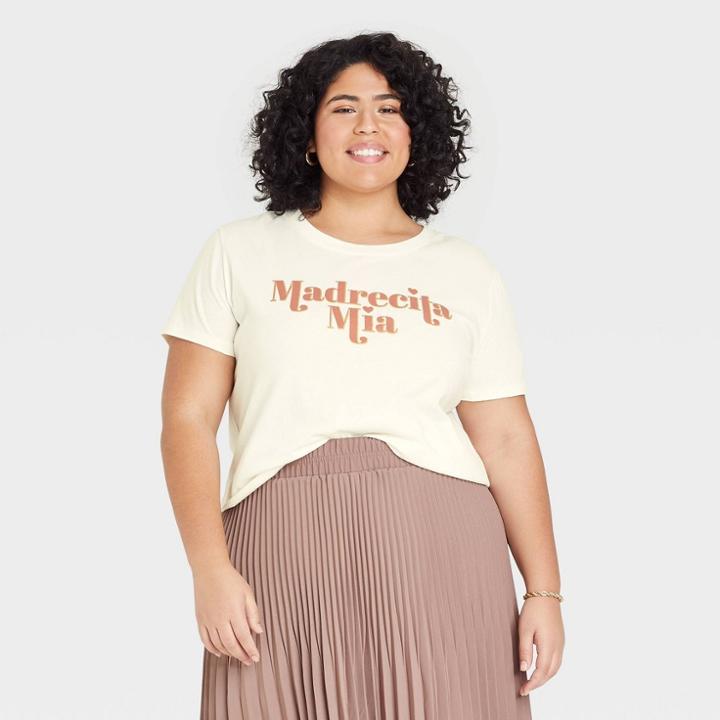 Doe. Women's Plus Size Madrecita Mia Short Sleeve Graphic T-shirt - Cream