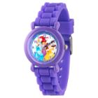 Girls' Disney Princess Ariel, Belle, Rapunzel, Cinderella Purple Plastic Time Teacher Watch, Purple Silicone Strap, Wds000148