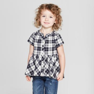 Toddler Girls' Short Sleeve Blouse - Genuine Kids From Oshkosh Black