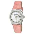 Peugeot Watches Peugeot Women's Mother Of Pearl Silver Tone Pink Leather