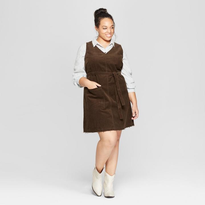 Women's Plus Size Sleeveless V-neck Dress - Universal Thread Olive