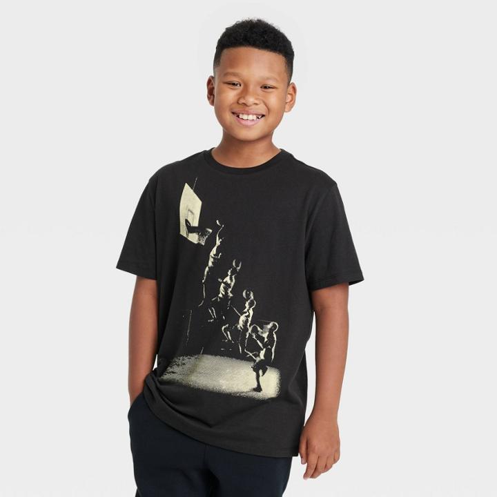 Boys' Slam Dunk Short Sleeve Graphic T-shirt - Art Class Black