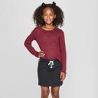 Girls' Long Sleeve Rib T-shirt - Art Class Maroon