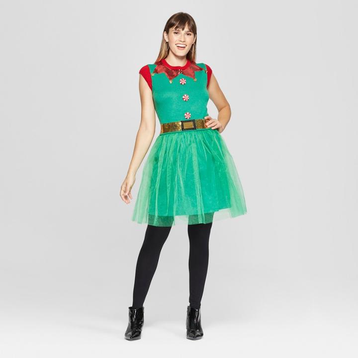 33 Degrees Women's Elf Ugly Christmas Dress - 33degrees - Green