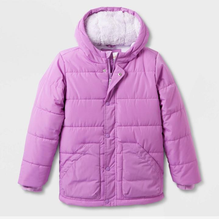 Girls' Solid Puffer Jacket - Cat & Jack Purple