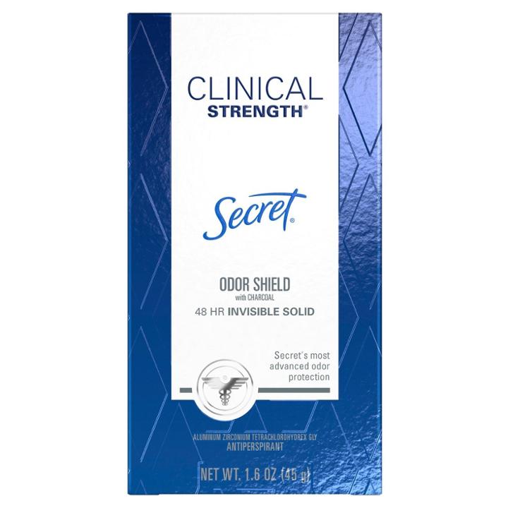 Secret Clinical Strength Antiperspirant And Deodorant Invisible Solid, Odor Shield Charcol - 1.6oz, Women's
