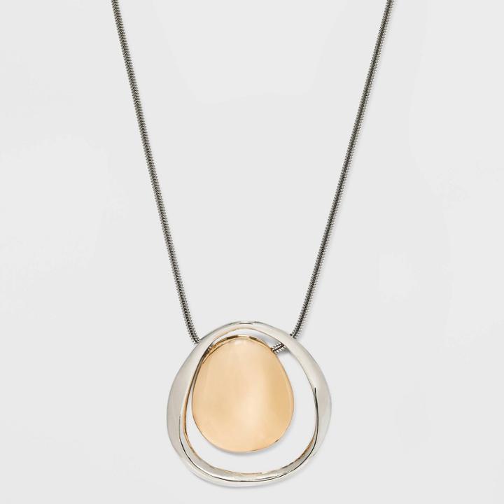 Long Duo Circle Pendant Necklace - A New Day Two-tone,