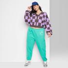 Women's Plus Size Ascot + Hart Checked Graphic Cardigan - Brown/purple