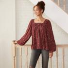Women's Printed Long Sleeve Top - Knox Rose Burgundy