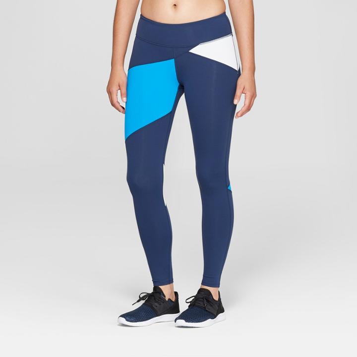 Women's Premium Asymmetrical Color Block Mid-rise Leggings - Joylab Navy (blue)