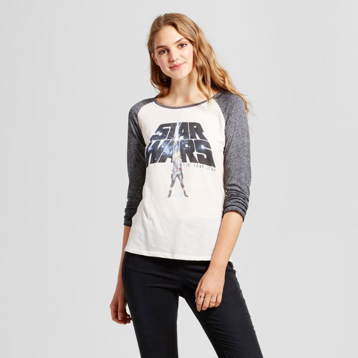 Women's Star Wars Rey Raglan 3/4 Sleeve Graphic T-shirt (juniors') - Ivory