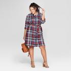 Women's Plus Size Plaid Shirt Dress - Universal Thread Red