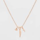 Distributed By Target Bolt And Wing And Eye Charm Short Necklace - Rose Gold