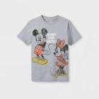 Girls' Disney Mickey & Minnie Short Sleeve Graphic T-shirt - Heather Gray S - Disney