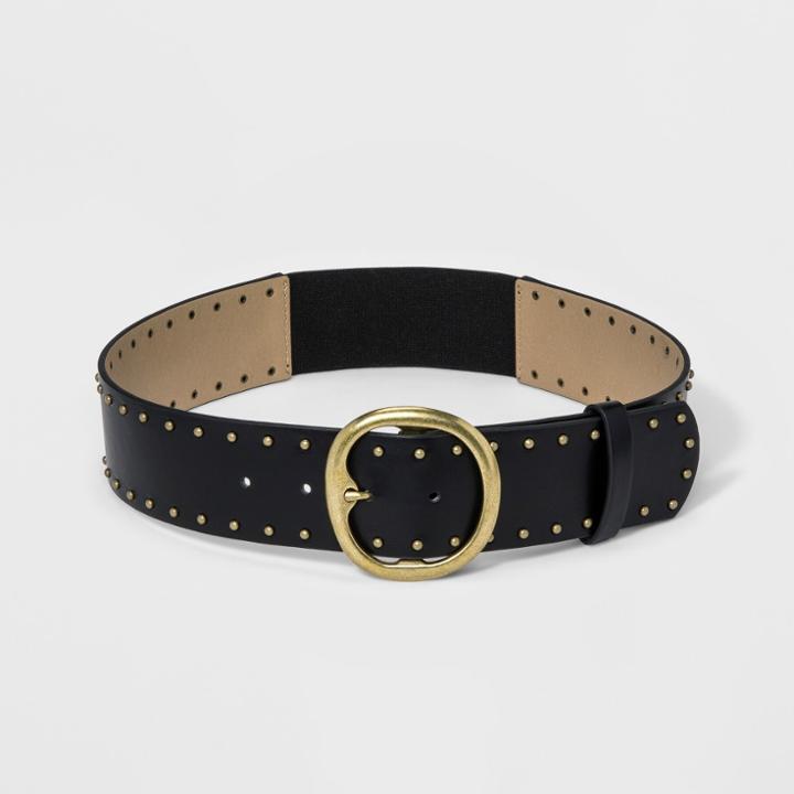 Women's Casual Stud Stretch Belt - Universal Thread Black