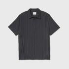 Men's Tall Checked Standard Fit Textured Short Sleeve Button-down Shirt - Goodfellow & Co Dark Blue