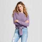 Women's Tie Front Pullover - Universal Thread Purple