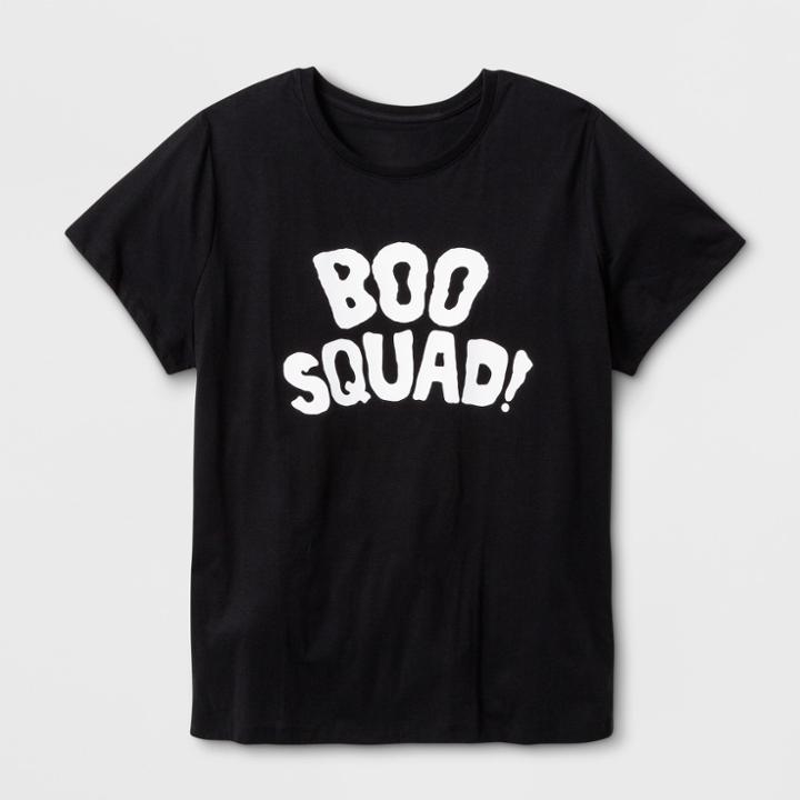 Shinsung Tongsang Women's Plus Size Short Sleeve 'boo Squad' Graphic T-shirt - Black