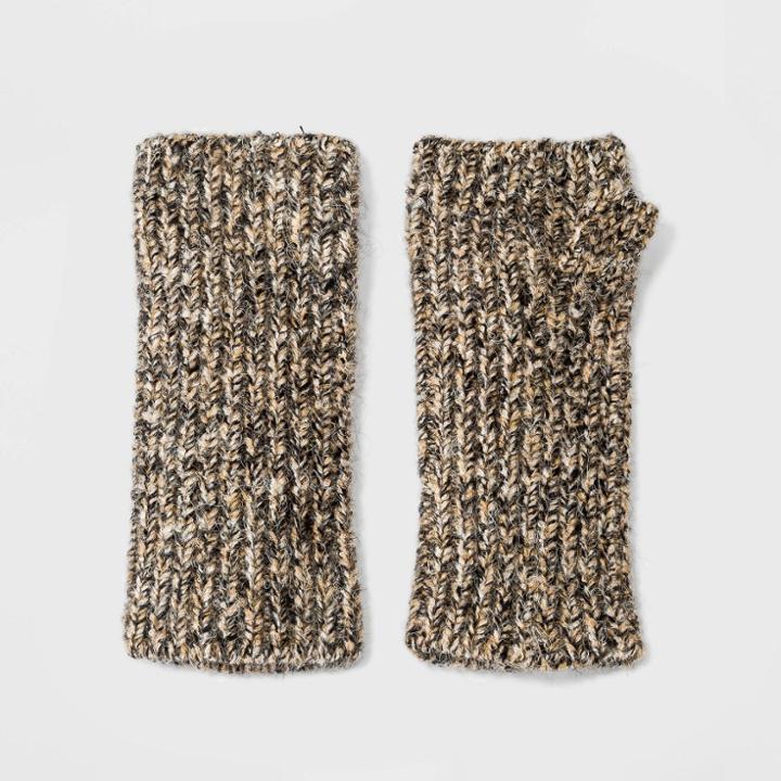 Women's Knit Fingerless Mittens - Universal Thread Black/brown