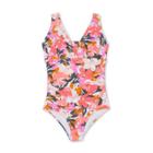 Kona Sol Women's Post-mastectomy Shirred V-neck High Coverage One Piece Swimsuit - Kona