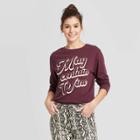 Women's May Contain Wine Long Sleeve T-shirt - Zoe+liv - Burgundy Xs, Women's, Red
