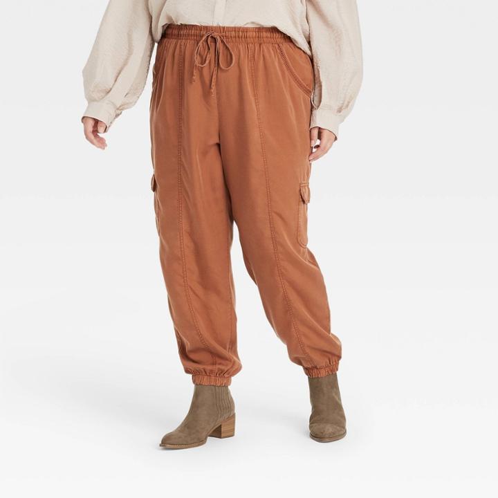 Women's Plus Size Cargo Jogger Pants - Knox Rose Brown