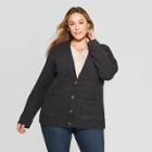 Women's Plus Size Long Sleeve V-neck Short Grandpa Cardigan - Universal Thread Gray X