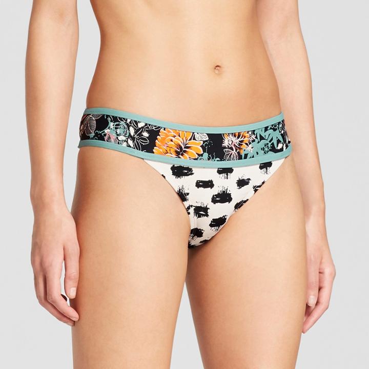 Social Angel Women's Floral Hipster Bikini Bottom - Green