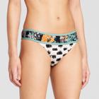 Social Angel Women's Floral Hipster Bikini Bottom - Green