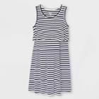 Striped Sleeveless Double Layer Nursing Maternity Dress - Isabel Maternity By Ingrid & Isabel Navy