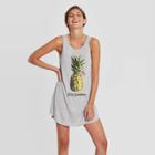 Women's Sleeveless Scoop Neck Stay Golden Graphic Swim Cover Up - Awake Gray