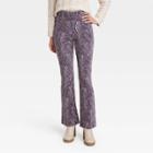 Women's High-rise Corduroy Flare Pants - Knox Rose Purple Paisley