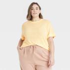 Women's Plus Size Short Sleeve Linen T-shirt - A New Day Light Yellow