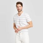 Men's Striped Standard Fit Short Sleeve V-neck Novelty T-shirt - Goodfellow & Co White S, Men's,