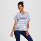 Women's Weekend Short Sleeve Ruffle Graphic T-shirt - Grayson Threads (juniors') Navy/white