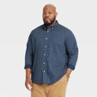 Men's Big & Tall Regular Fit Stretch Poplin Long Sleeve Button-down Shirt - Goodfellow & Co Navy Blue