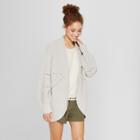 Women's Pointelle Chenille Cocoon Cardigan Sweater - A New Day Gray