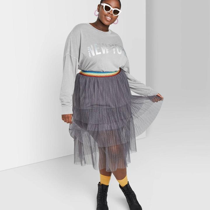 Women's Plus Size Long Sleeve Crewneck Relaxed T-shirt New York Graphic - Wild Fable Gray 2x, Women's,