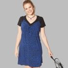 Women's Plus Size Animal Print Strappy Tie Front Woven Dress - Wild Fable Blue