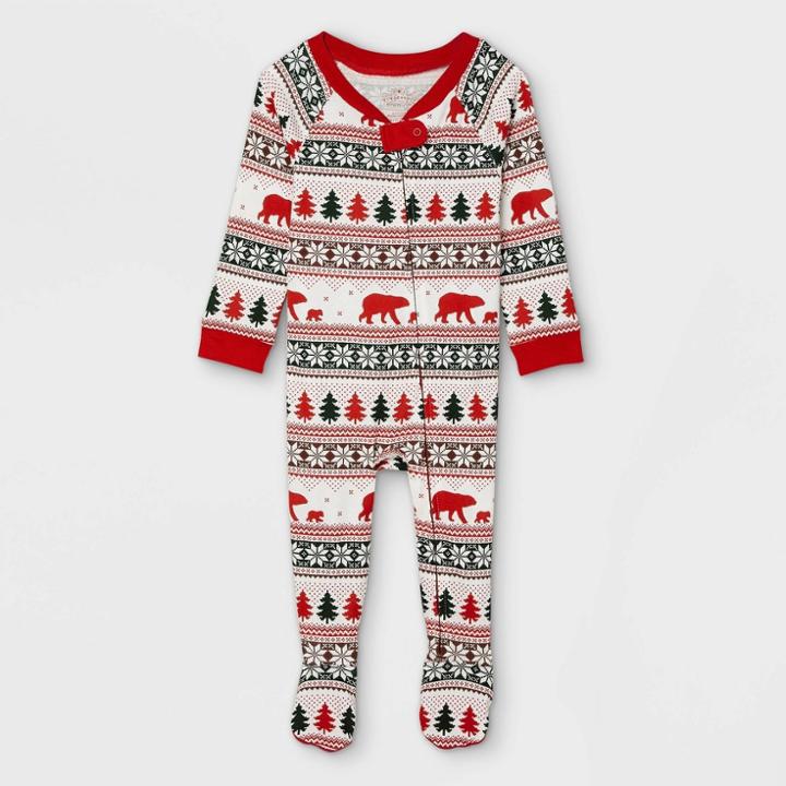 Baby Holiday Fair Isle Print Matching Family Footed Pajama - Wondershop White
