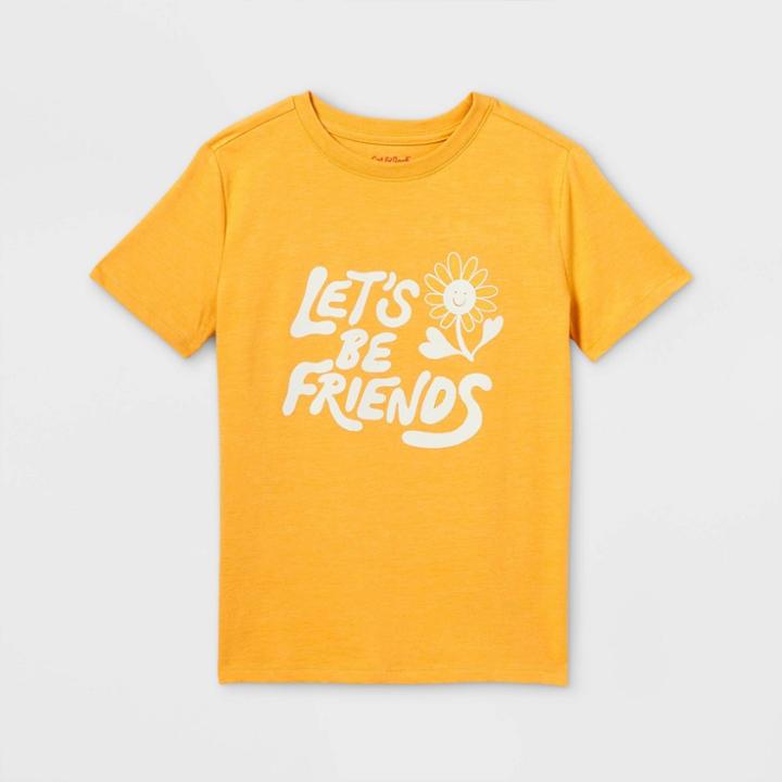 Boys' 'let's Be Friends' Short Sleeve Graphic T-shirt - Cat & Jack Mustard Yellow