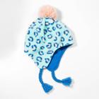 Girls' Fleece Earflap Hat - Cat & Jack Mint Leopard 4-7, Girl's, Blue